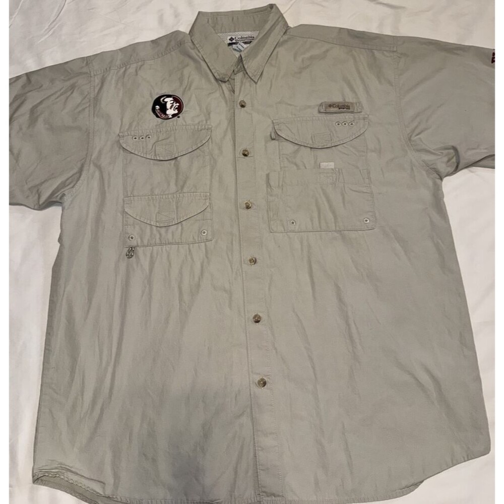 Mens Grey Colombia Florida State Button Up / Vented Size Med Embroidered